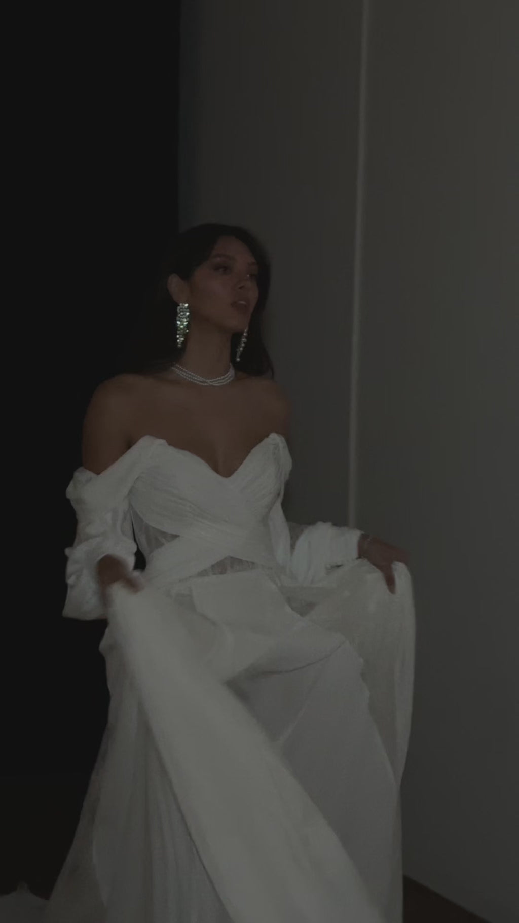 DUNE - BOHO CHIFFON AND LACE OFF-THE-SHOULDER A-LINE WEDDING DRESS WITH DETACHABLE SLEEVES