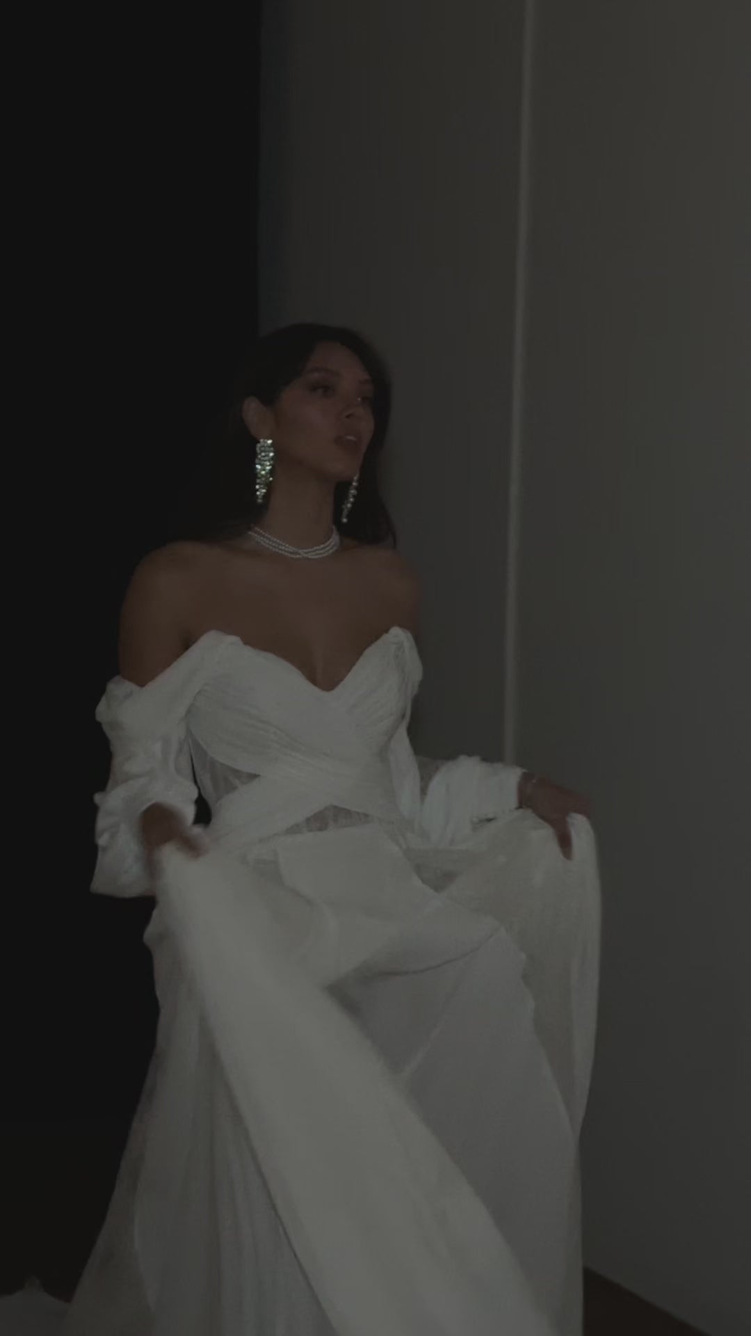 DUNE - BOHO CHIFFON AND LACE OFF-THE-SHOULDER A-LINE WEDDING DRESS WITH DETACHABLE SLEEVES